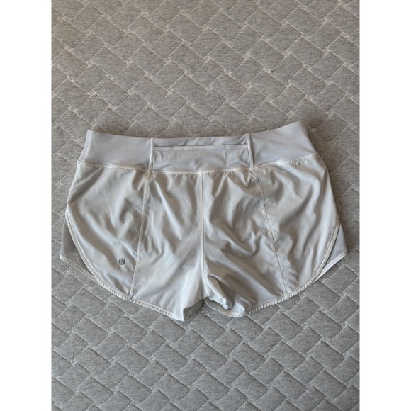 Lululemon Speed Up Shorts Womens Size 10 White Quick Dry Running Athletic Logo - Picture 2 of 8